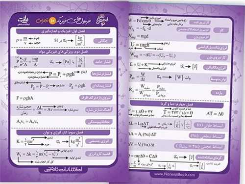 فلش کارت فرمول های  فیزیک یازدهم تجربی لمینت دورو